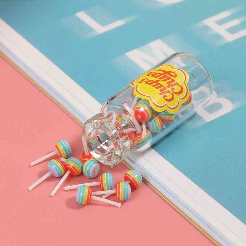 Dollhouse Miniature- Food Dessert, Sugar Lollipops With Case Holder Candy