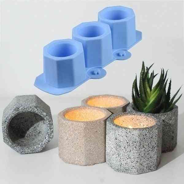 Osmerokotni silikonski beton, mesnat cvetlični lonec, kalup za svečnike (naključna barva)