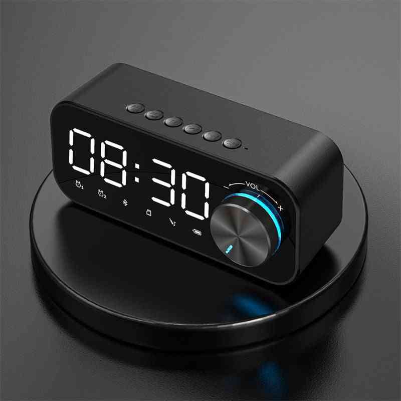 Alarm Clock Bluetooth Outdoor Speaker, Waterproof, Portable, Wireless Column Loudspeaker, Box Support, Tf Card, Radio Aux Input