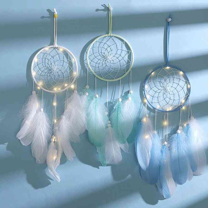 Lovilec sanj- stensko obešanje perja, zvončki za vetrno dekoracijo za dekoracijo doma