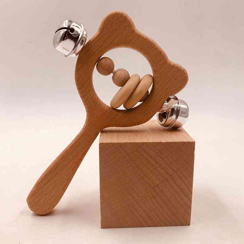 Wooden Ring Baby Rattles Play Gym Stroller Educational Teether Toy