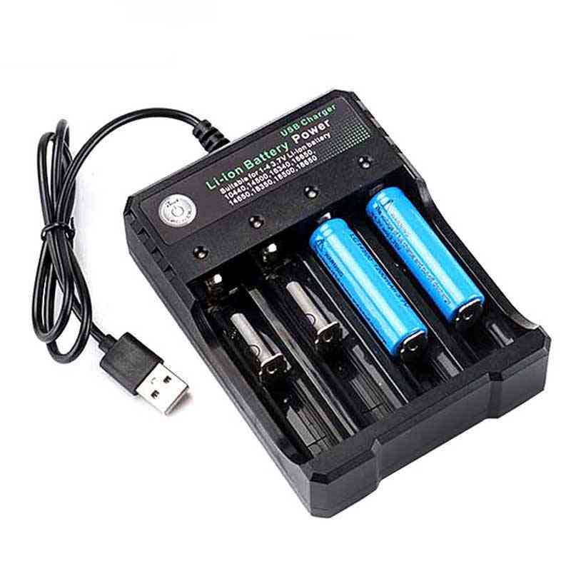 USB 18650 batteriladdare svart 4 platser AC 110V 220V Dual