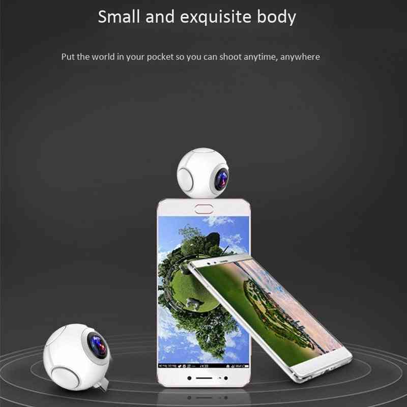 מצלמה פנורמית 360 מעלות בחדות גבוהה עין דג כפולה טלפון נייד VR ספורט סלפי 1080p