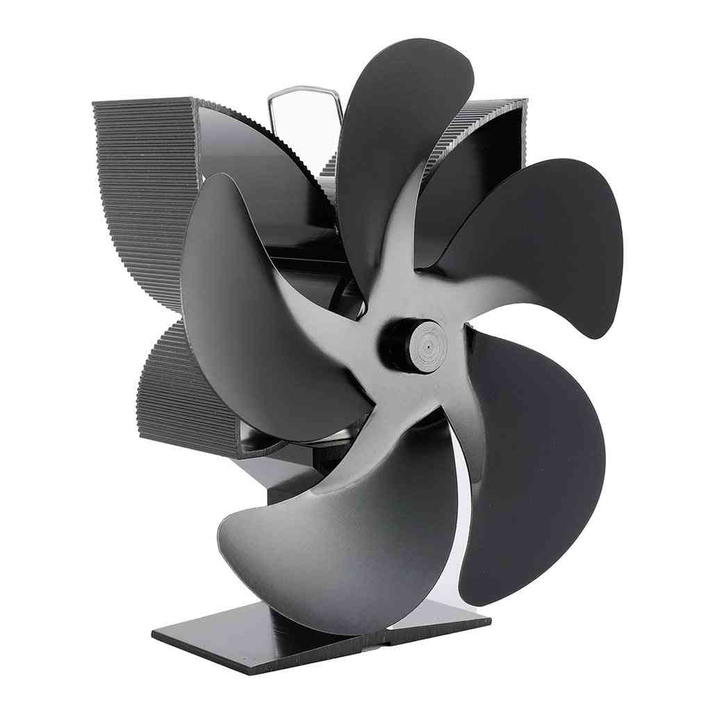 5-blades Black Thermal Power, Fireplace Heating Fan For Home