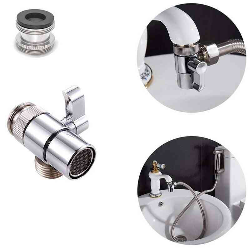 Desviador grifo de agua del fregadero, divisor de la válvula del grifo, accesorios adaptadores (plateado)