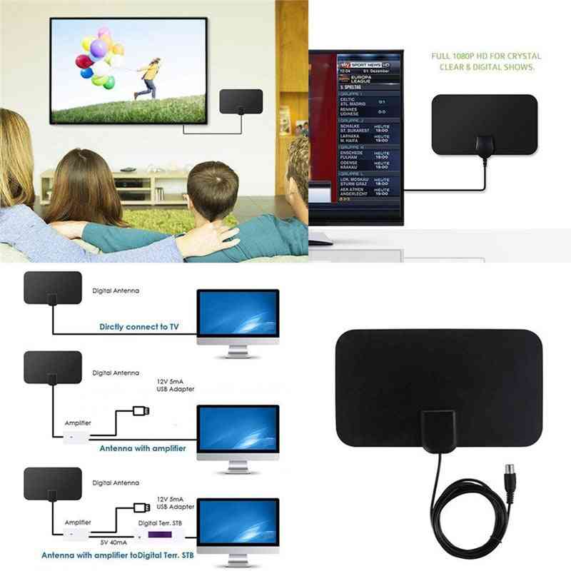 Digital Indoor Freeview Range, Ultra-thin Antena, Tv, Hdtv, High Capture Cable Signal Amplifie Antenna