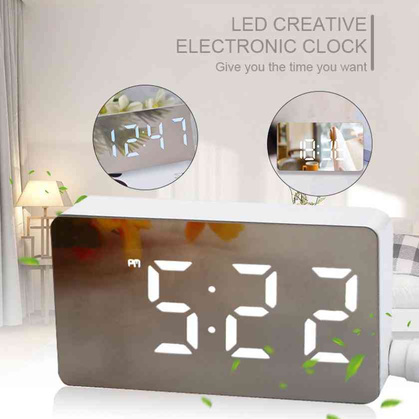LED -spegel mini digital väckarklocka