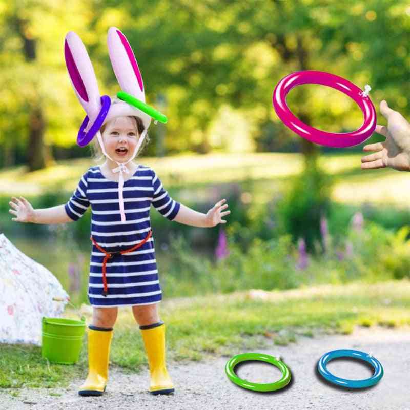 Inflatable Easter Bunny Ears Hat And Ring-toss Party Game