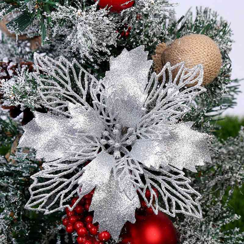 Glitter Christmas Artificial Flower Decorations