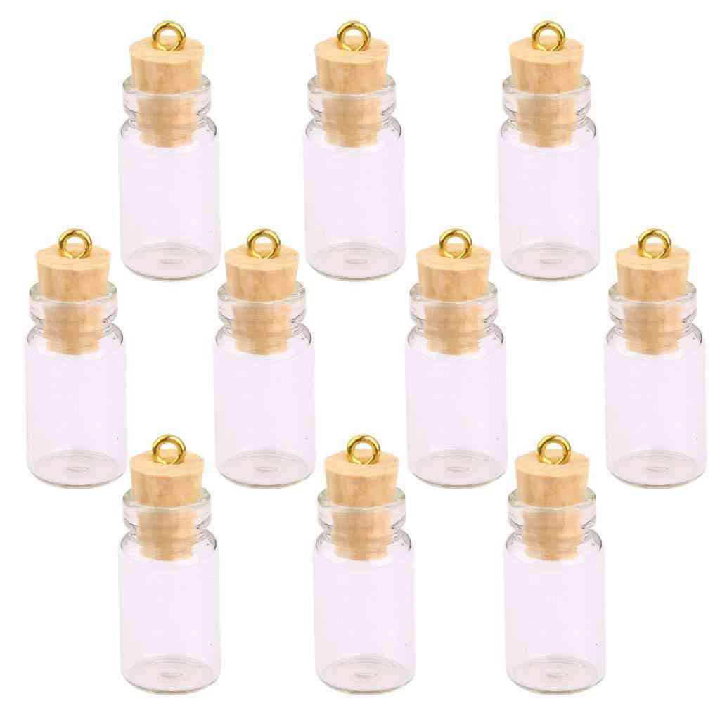 Mini botellas de vidrio: viales pequeños, tapón de corcho, transparentes en miniatura, frascos de vidrio