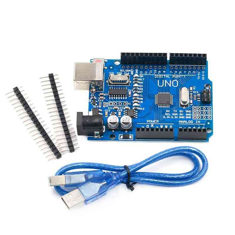 One Set- Uno R3, Ch340g+mega328p Chip, Usb Cable