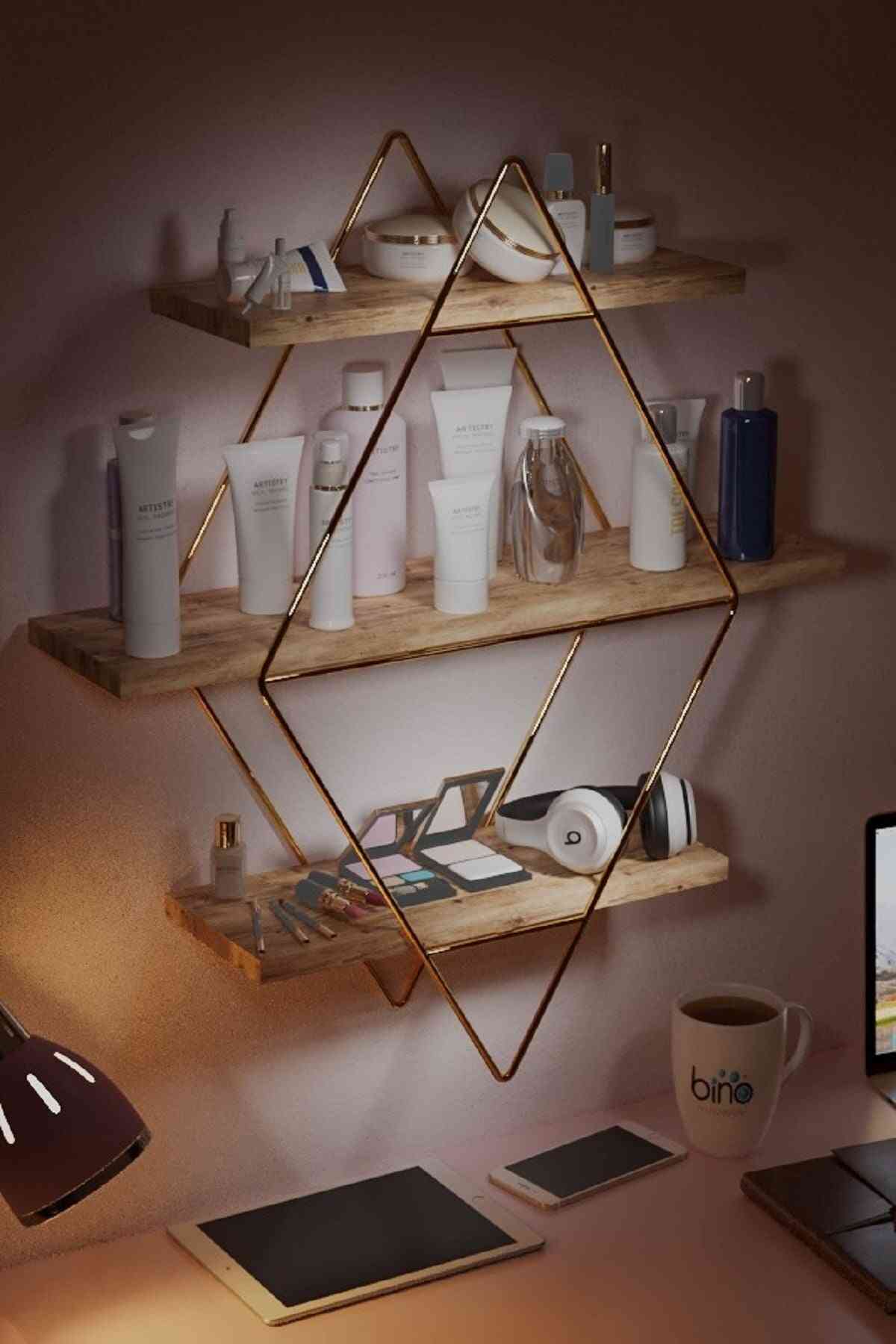 3 Layers, Large Size Prism Solid Wall Mounted Shelf For Kitchen, Bathroom, Bookcase