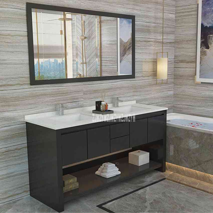 Combinación de baño de madera maciza, mueble de lavabo con lavabo doble