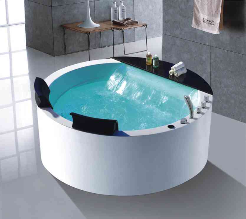 Round Whirlpool Bathtub- Acrylic Hydromassage Waterfall, Double Tub