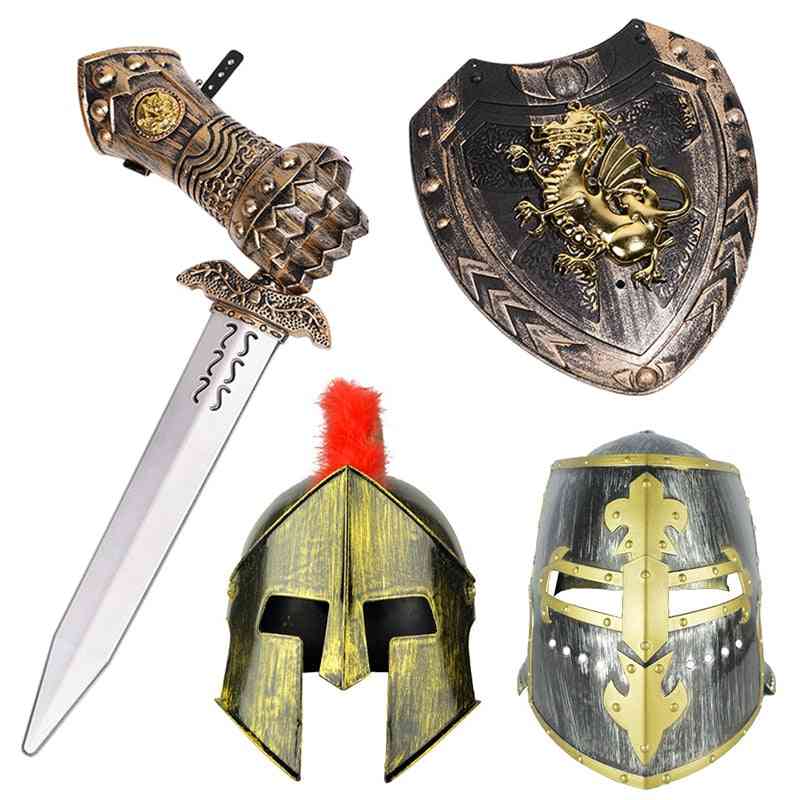 Feestelijke verkleedhoed, schild alsof, helm ridder speelgoed