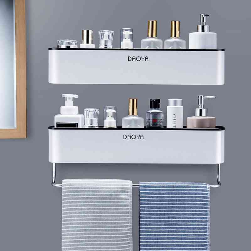 Bathroom Shelf Shower- Caddy Wall Mount, Shampoo Rack With Towel Bar
