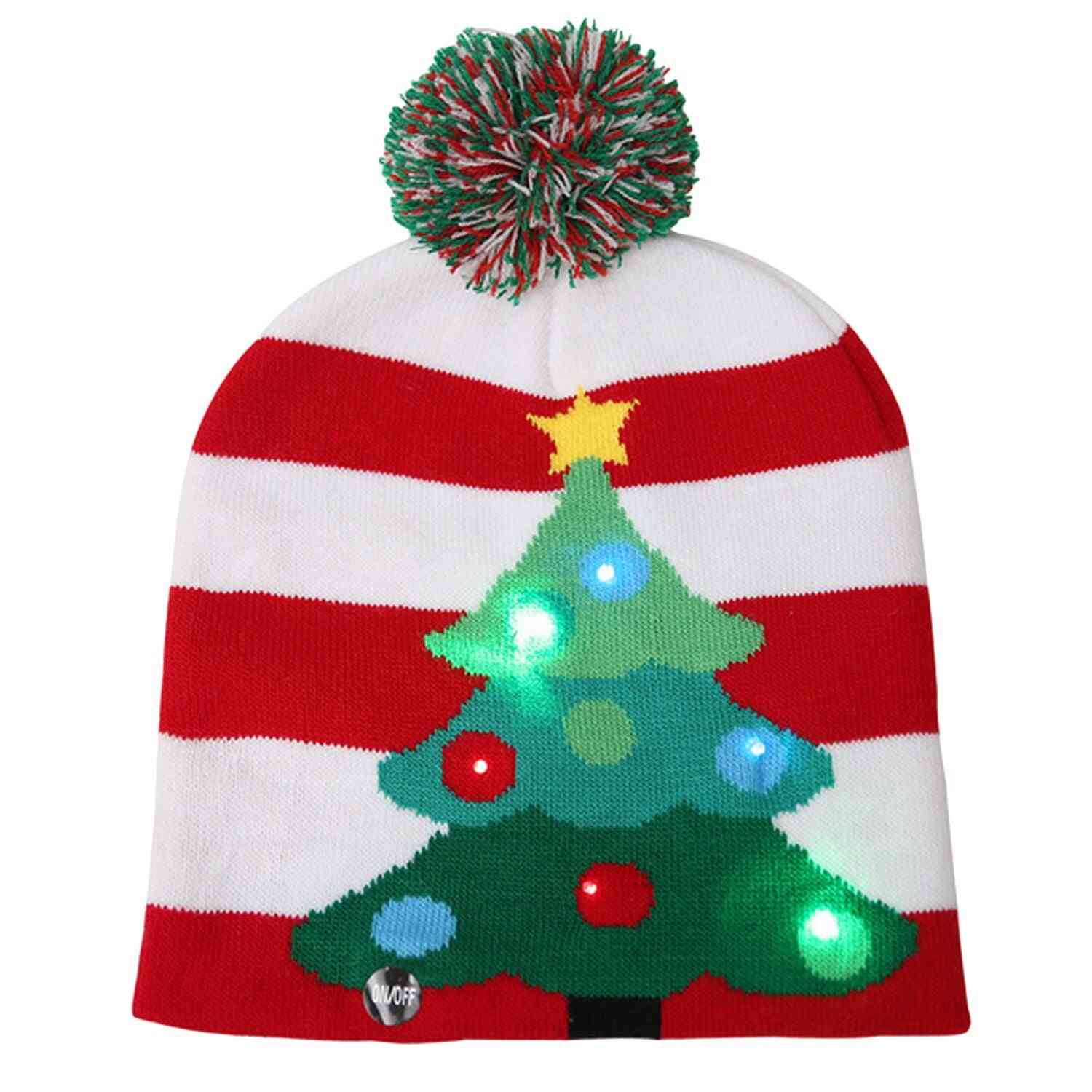 Kreativ sød mode varm ledet jul vinterstrikket hat