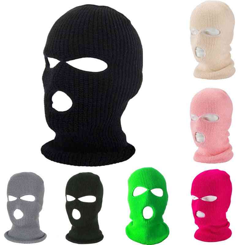 Cubierta facial tejida, máscara completa de pasamontañas de invierno para deportes al aire libre, sombrero de tres agujeros