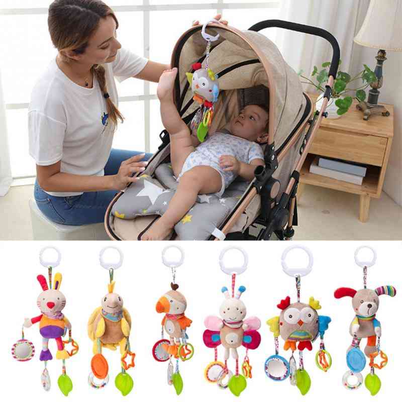 Baby plysch barnvagn skramlar mobiler tecknad djur hängande klocka