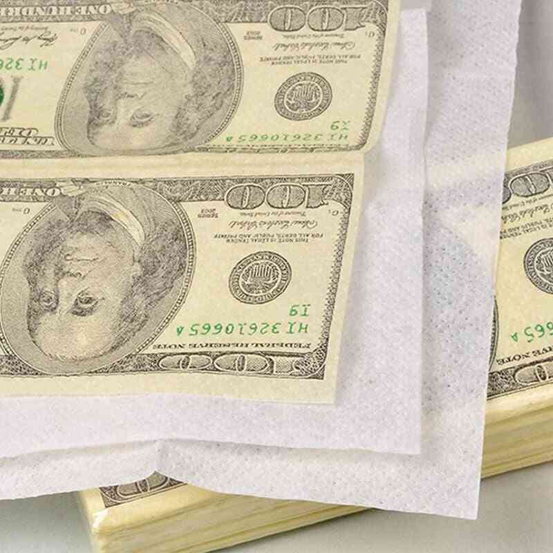Thick Layers Creative Dollars Money Printed Toilet Bath Pocket Tissue Paper