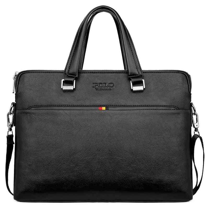 Men's  Simple Design Leisure, Leather Laptop Handbag