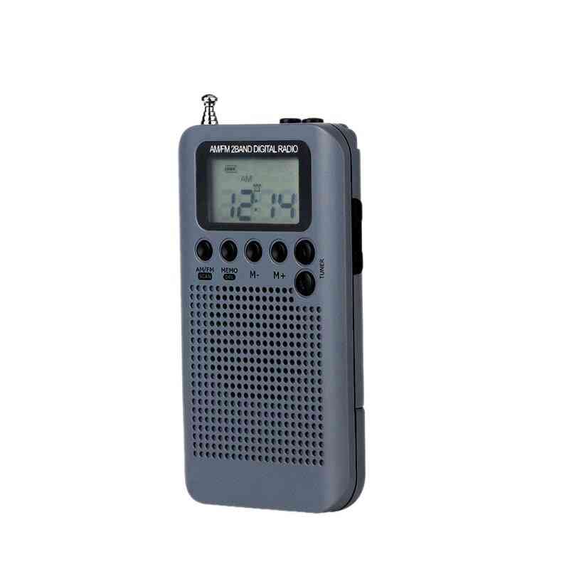 Mini digitaalinen kannettava tasku kätevä lcd am/fm radio ladattava kuulokkeilla
