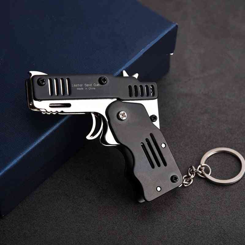 Mini Folding Outdoor Tools Key Chain Rubber Band Gun Toy