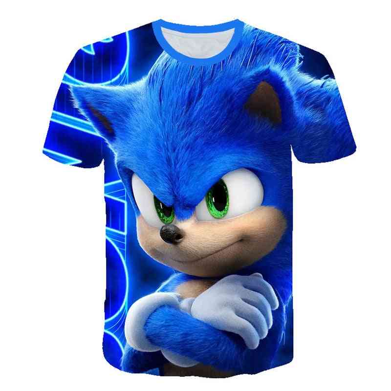 Camiseta azul del animado de la historieta de los niños, ropa impresa 3d de la ropa de calle de la camisa
