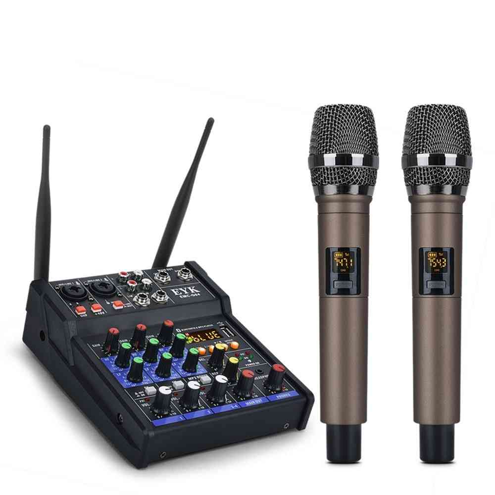 Audio Mixing With Uhf Wireless Microphone, 4-channel Stereo Mixer