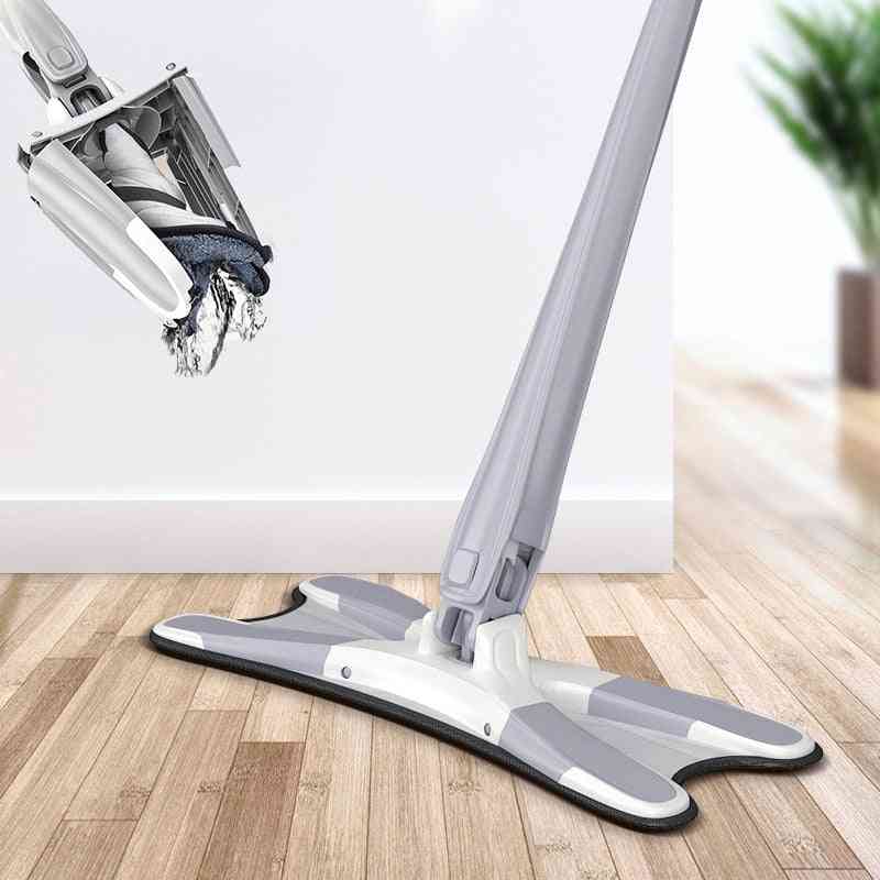 360-degree X-type, Floor Mop With Microfiber Pads For Hand-free Cleaning Tools