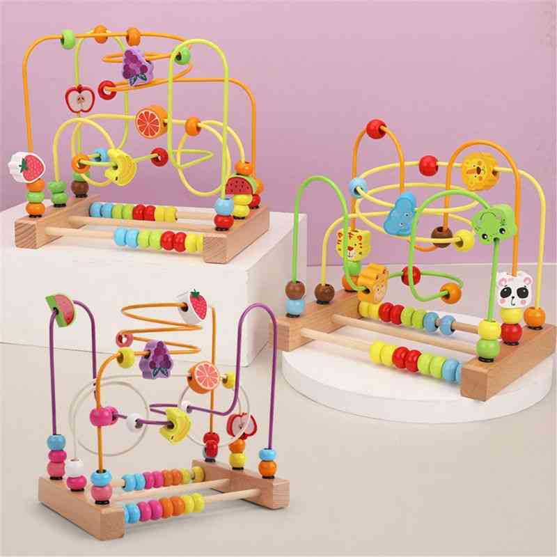 Bead Maze Toddlers Wooden Colorful Roller Coaster