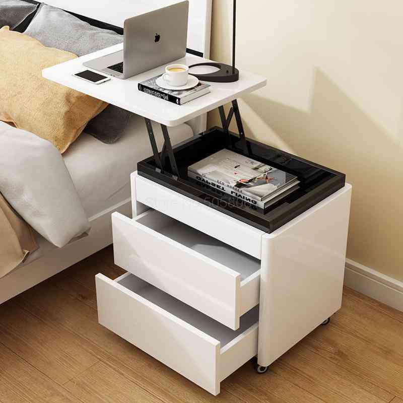Multi-function Small Computer Desk, Lift Bedside Table, Storage Cabinet