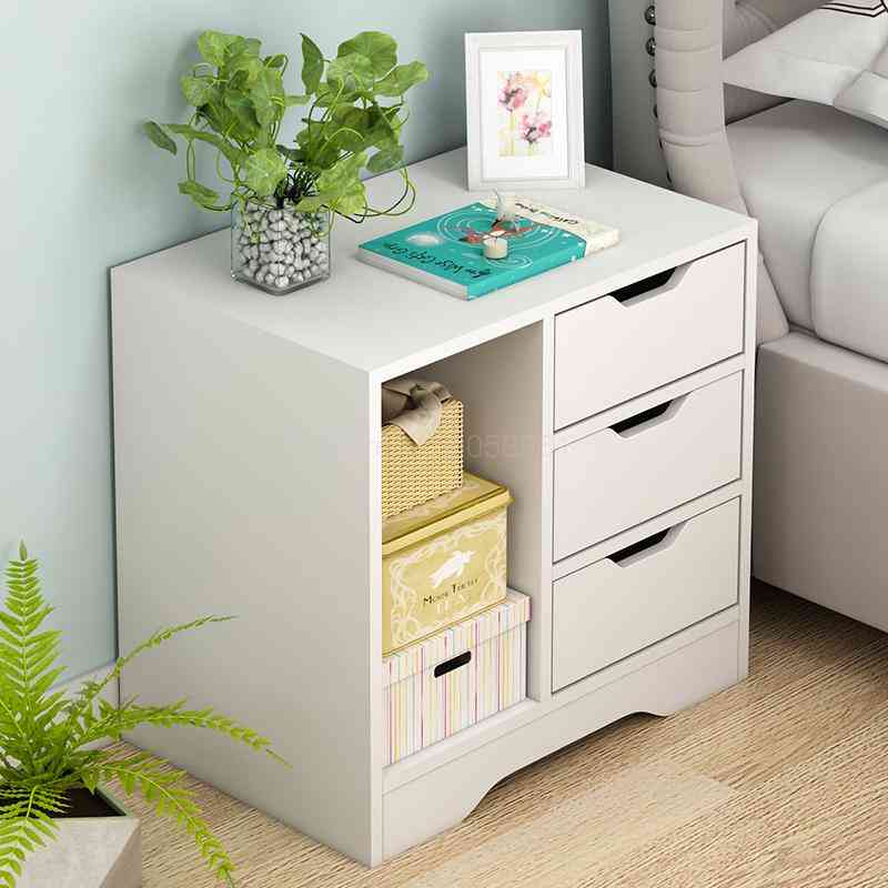 Simple Modern- Bedside Table Bedroom, Small Storage Cabinet