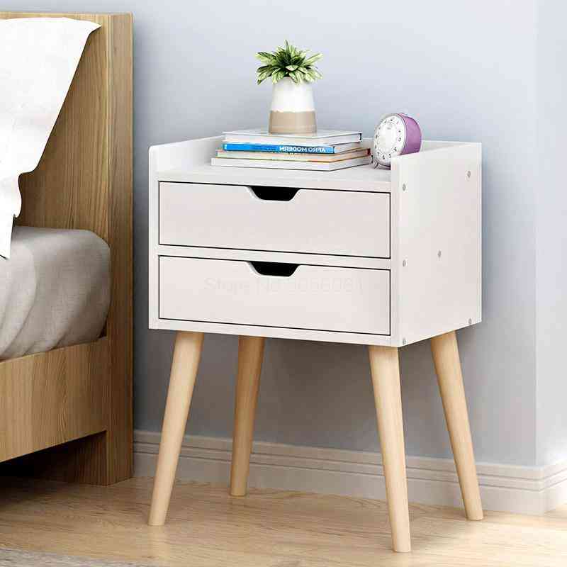 Solid Wood- Nordic Bedside Table, Small Storage Cabinet