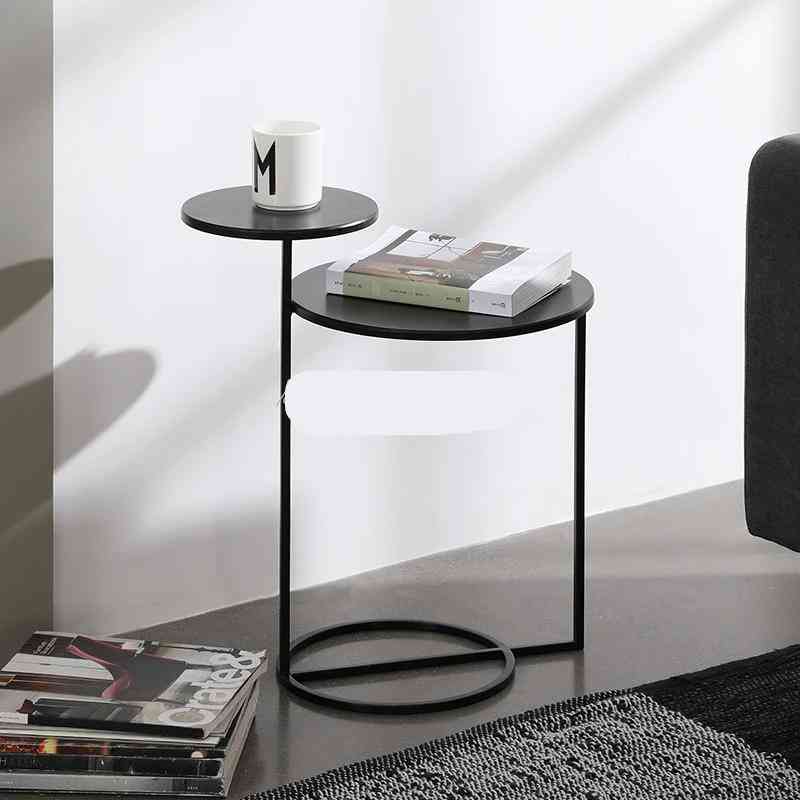 דו-שכבתי מודרני נורדי- צד שולחן מתכת, שולחן קפה