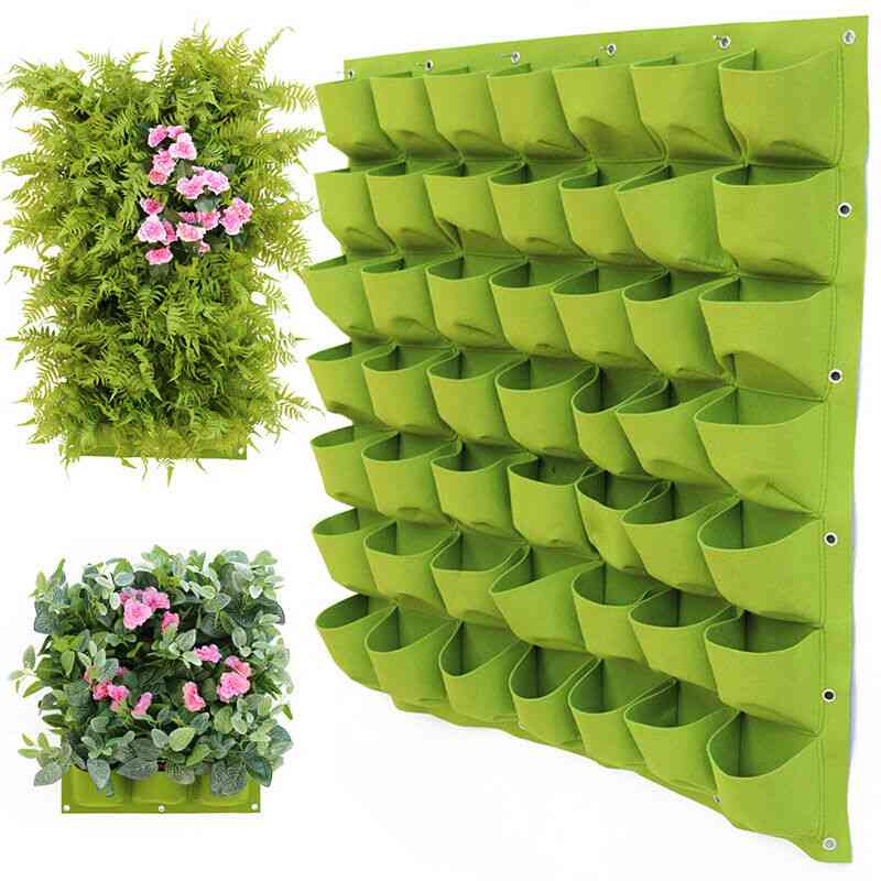 градински окачени стени, засаждане на зелено растение, отглеждане на вертикални зеленчукови торби