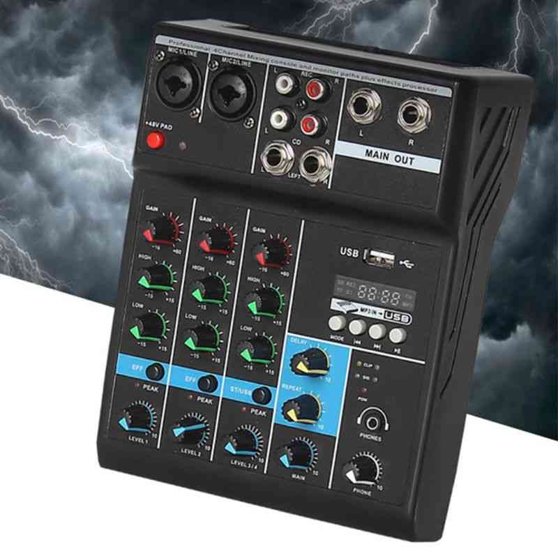 Professional Audio Mixer 4 Channels Sound Mixing Console