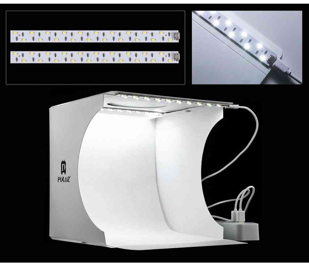 Painéis de LED duplos simples - estúdio portátil dobrável, foto com luz suave, caixa de vídeo