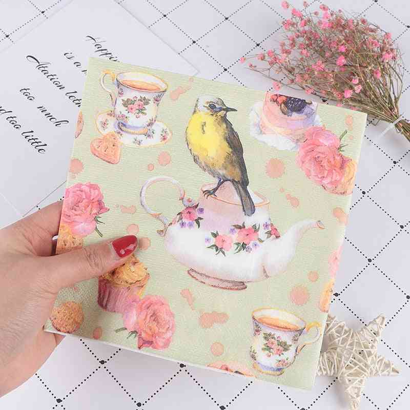 Flower And Bird, Decoupage Napkin, Tissue Paper