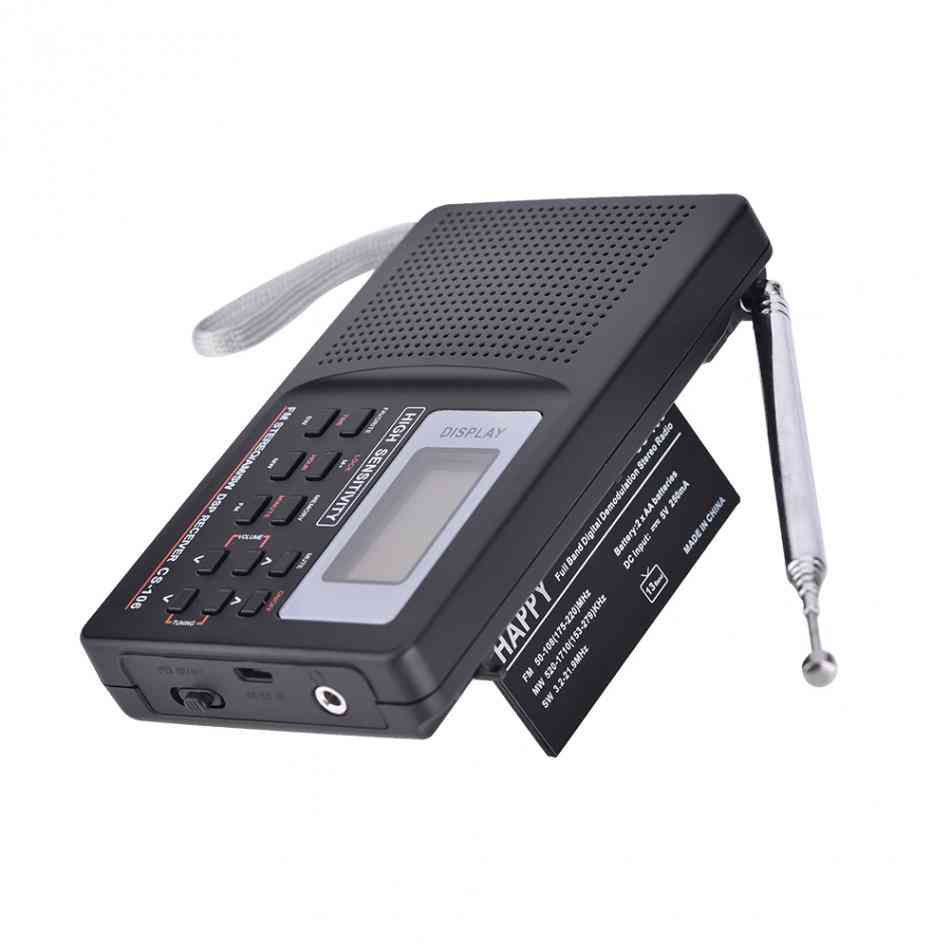 Mini receptor radio portabil digital fm/am/sw/lw bandă completă
