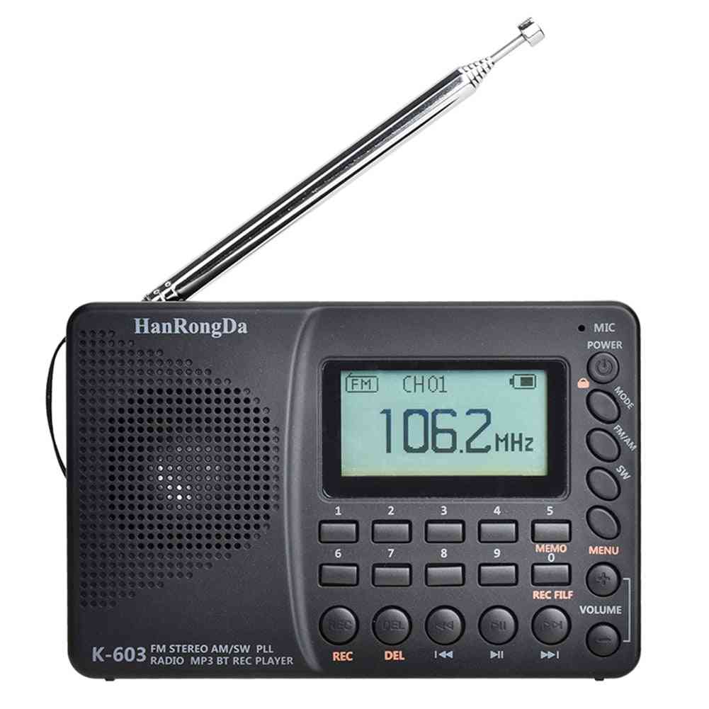 Prenosné digitálne rádio, lcd displej fm am sw s bluetooth 5.0 reproduktorom