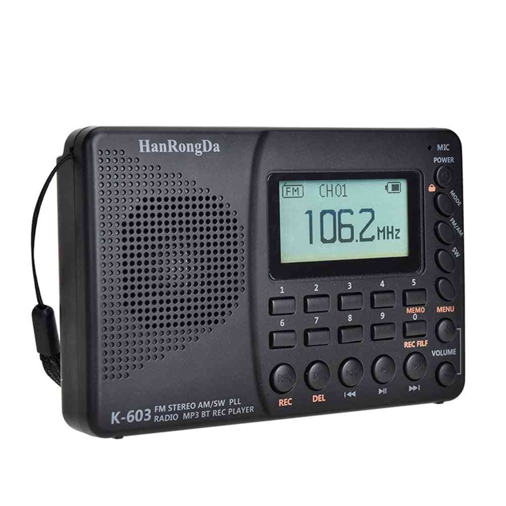 Portable Digital Radio, Lcd Display Fm Am Sw With Bluetooth 5.0 Speaker