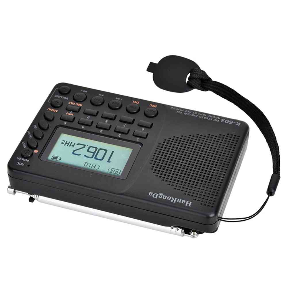 Prenosné digitálne rádio, lcd displej fm am sw s bluetooth 5.0 reproduktorom