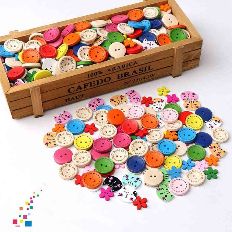 Wooden Button- Craft Beads Charm, Decoration