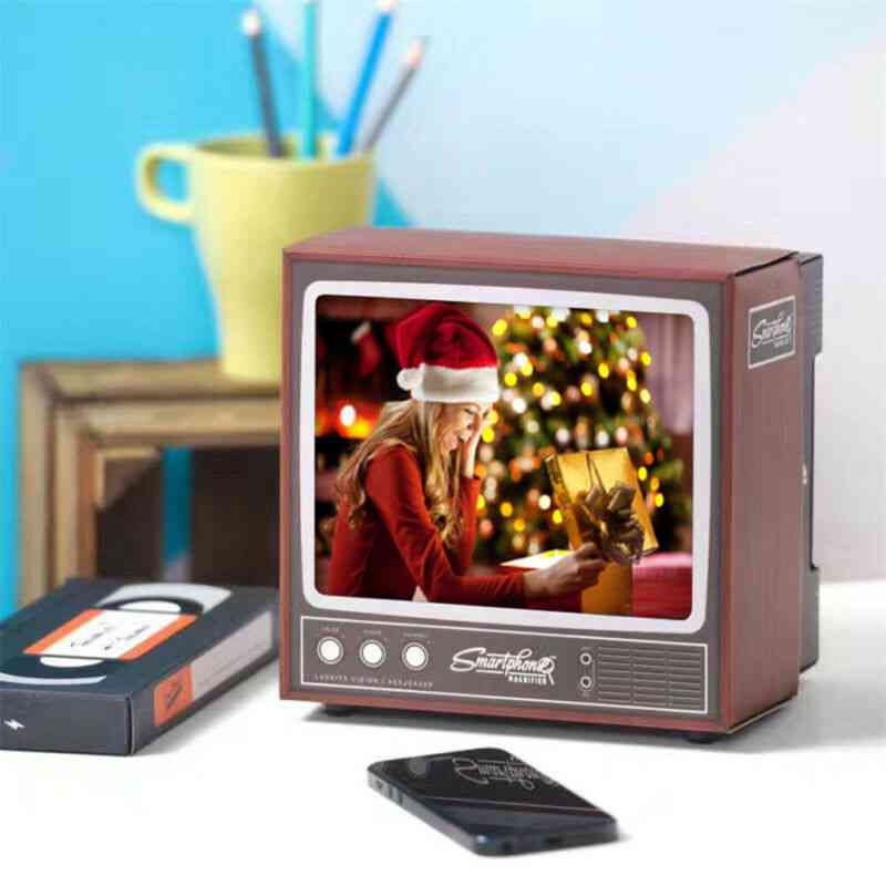 3D-tévé alakú képernyő, nagyítós mobiltelefon állvány tartó, erősítő videó képernyő (sárga)