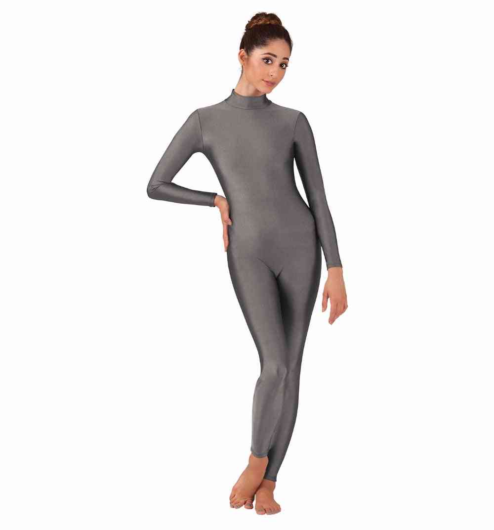 Spandex Turtleneck, Long-sleeve Footless, Dance Bodysuits Set-3