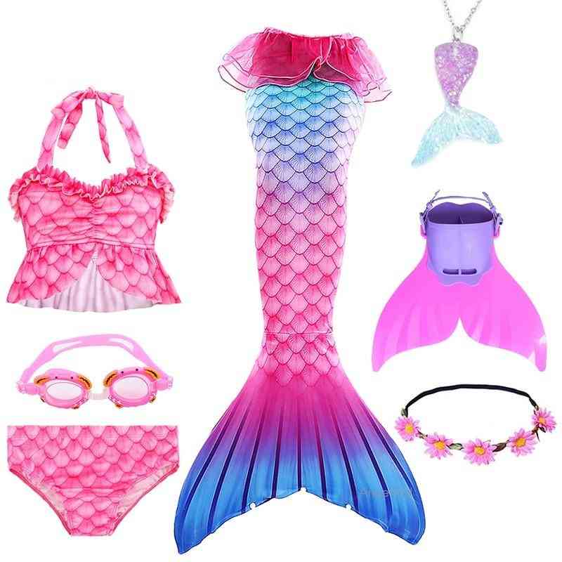 Swimmable Mermaid, Tail Princess Dress With Monofin Holiday, Costume Swimsuit