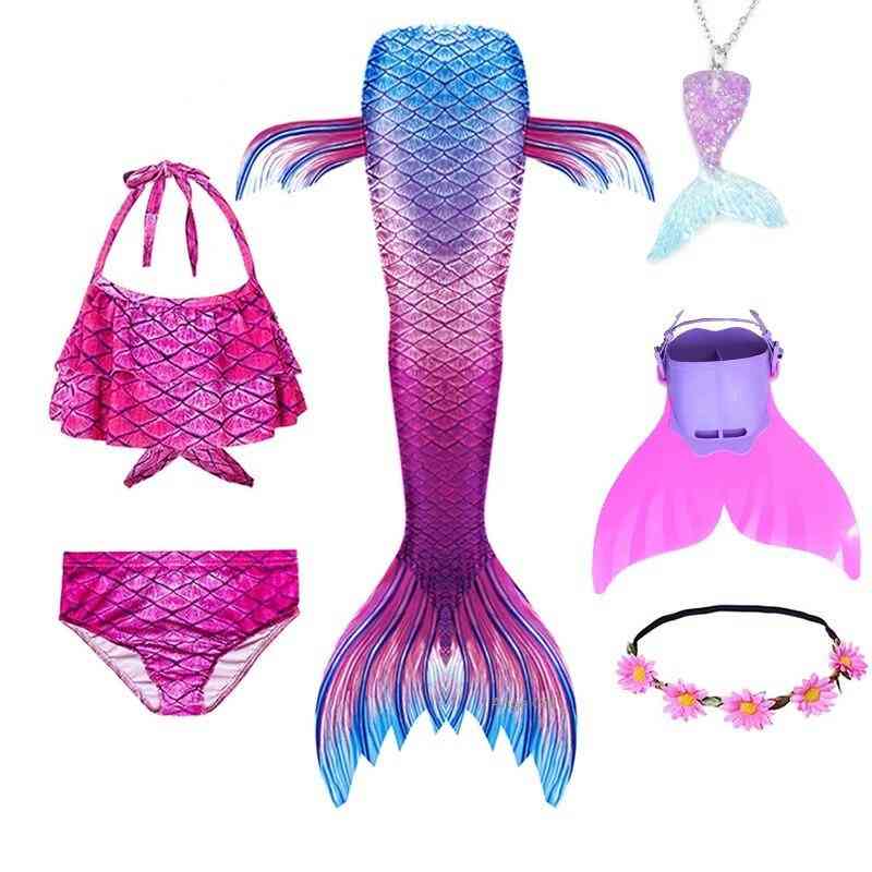 Swimmable Mermaid Tail Princess Dress With Monofin Costume