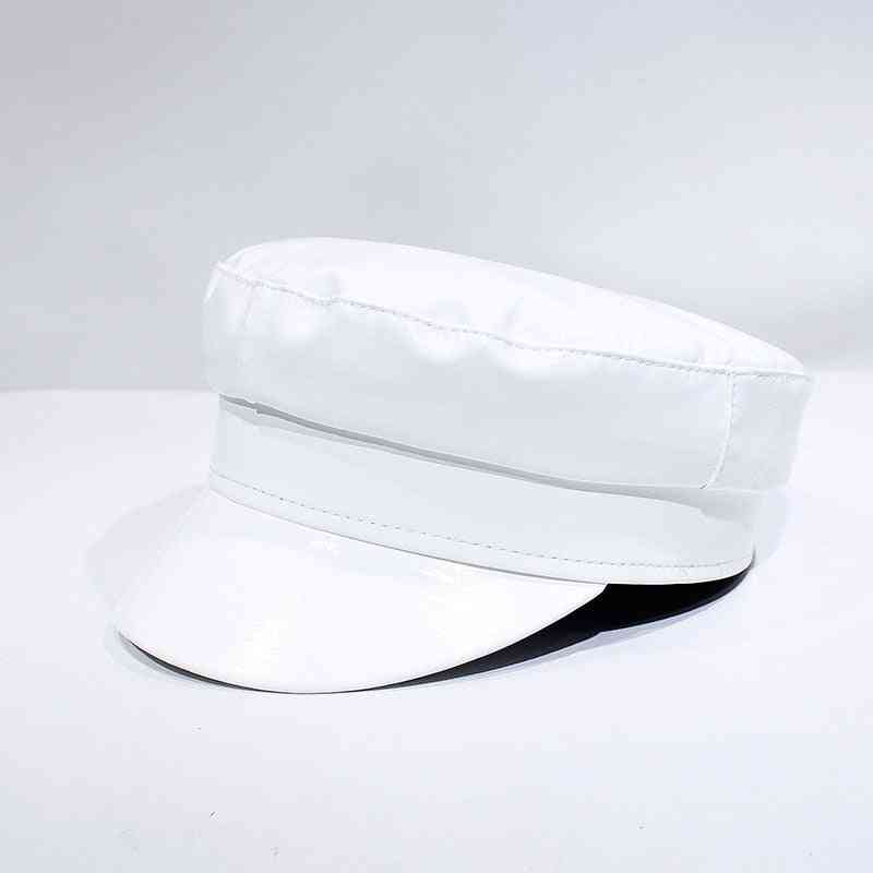 висококачествени дамски едноцветни плоски връхни нови модни военни шапки