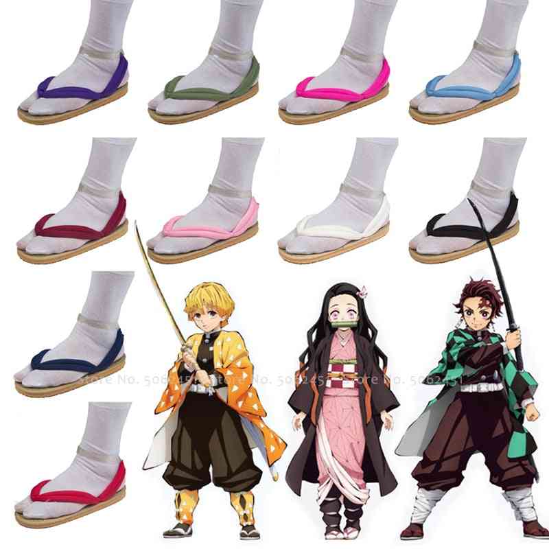 Anime cosplay, geta clogs demon, slayer flip-flops sandaler set-1